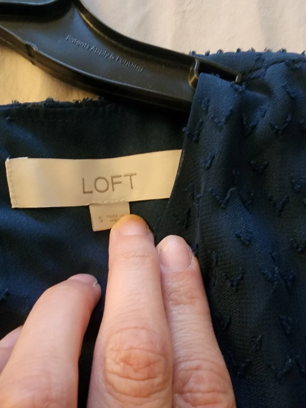 LOFT Navy Textured Long-Sleeve Blouse